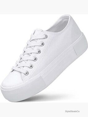 4cm Platform Canvas Sneakers Low Top Chunky Height Incre Walking Shoes Casual